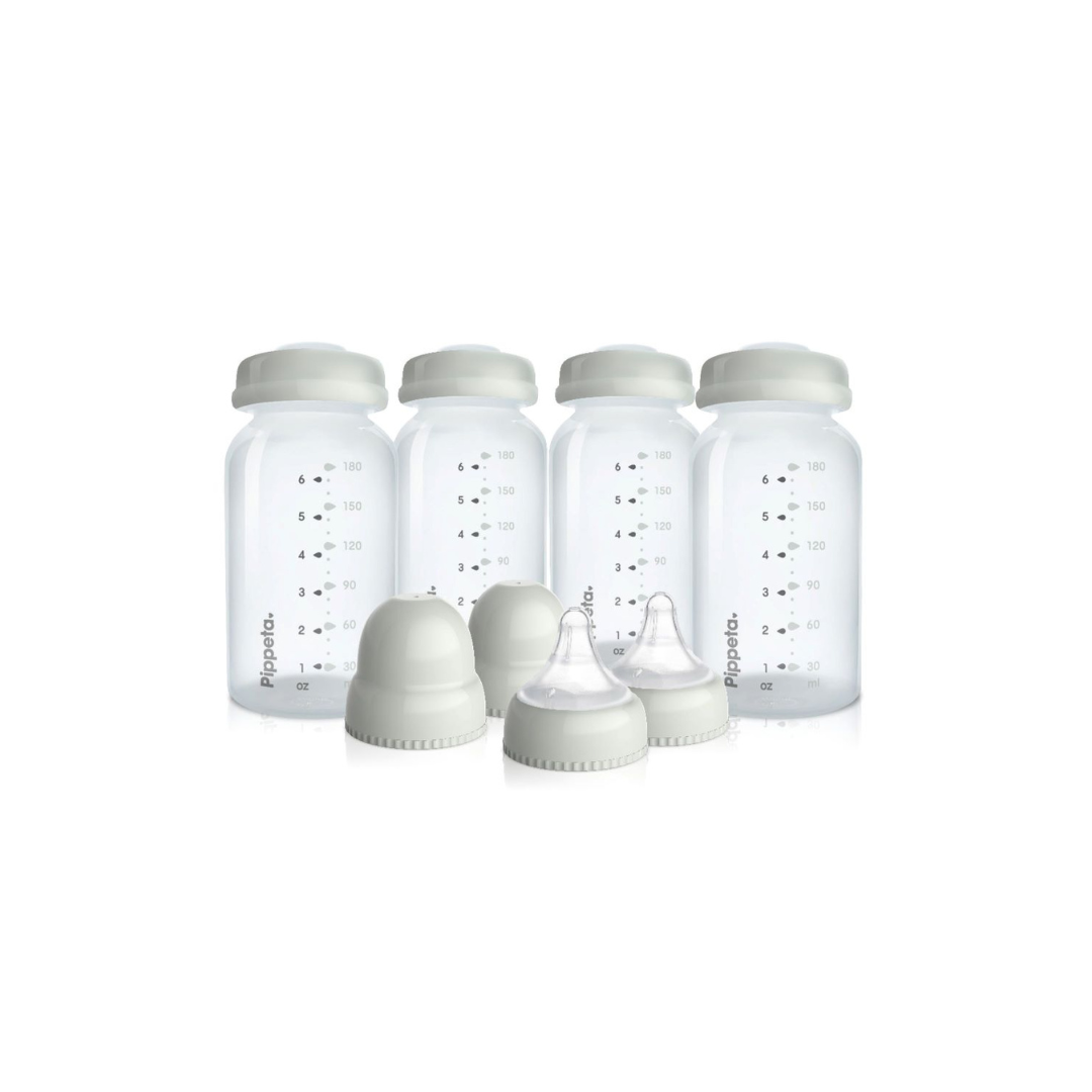Milk Storage Bottles Teats & Lids Pack Of 4