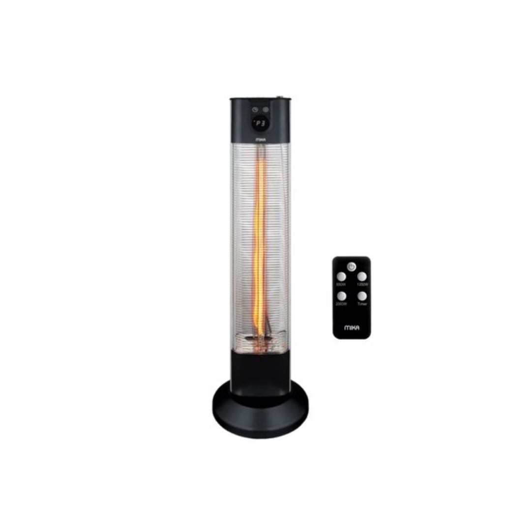 MIKA Patio Heater, 650W-2000W, With Remote, Black MH402R