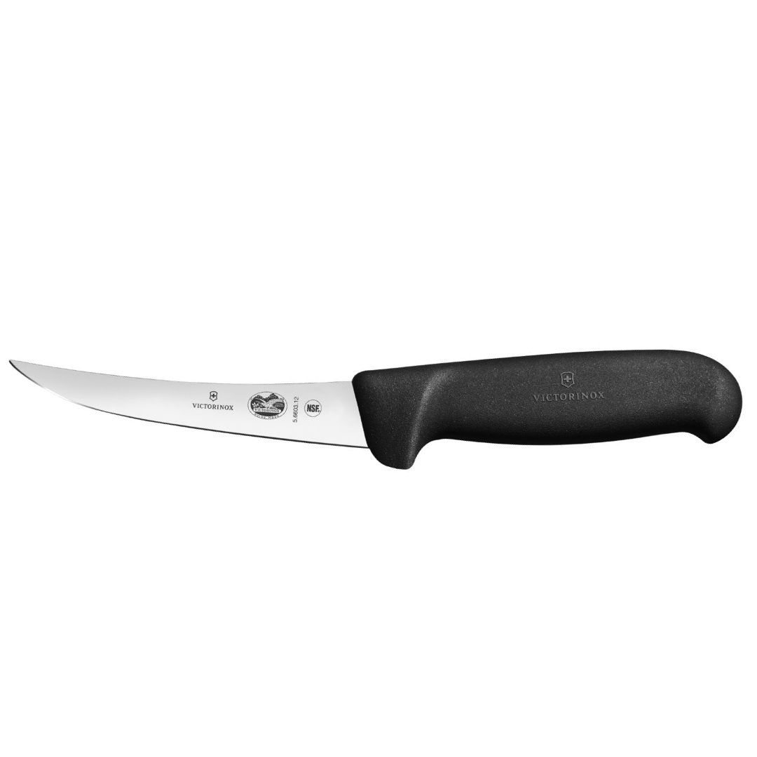 Victorinox Fibrox Boning Knife 5" Curved Narrow Blade Black