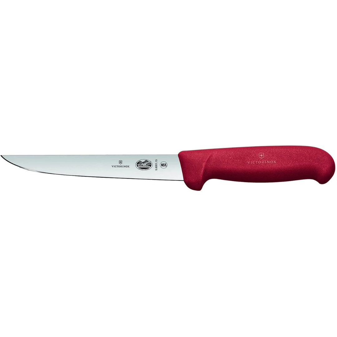 Victorinox Fibrox Boning Knife 6" Red Straight Wide Blade
