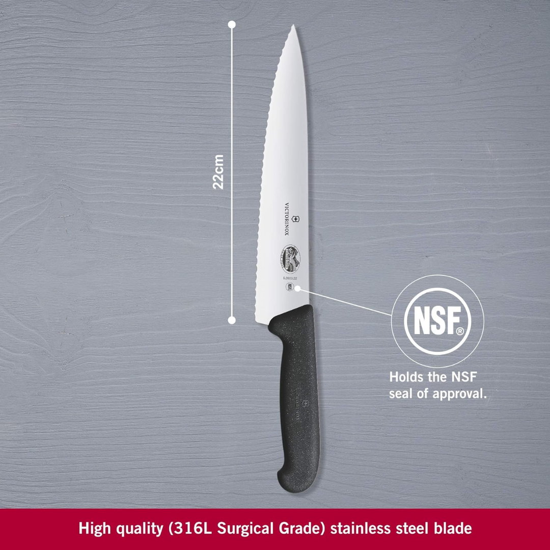Victorinox Fibrox Cooks Knife 9" Wavy Edge - Image 3