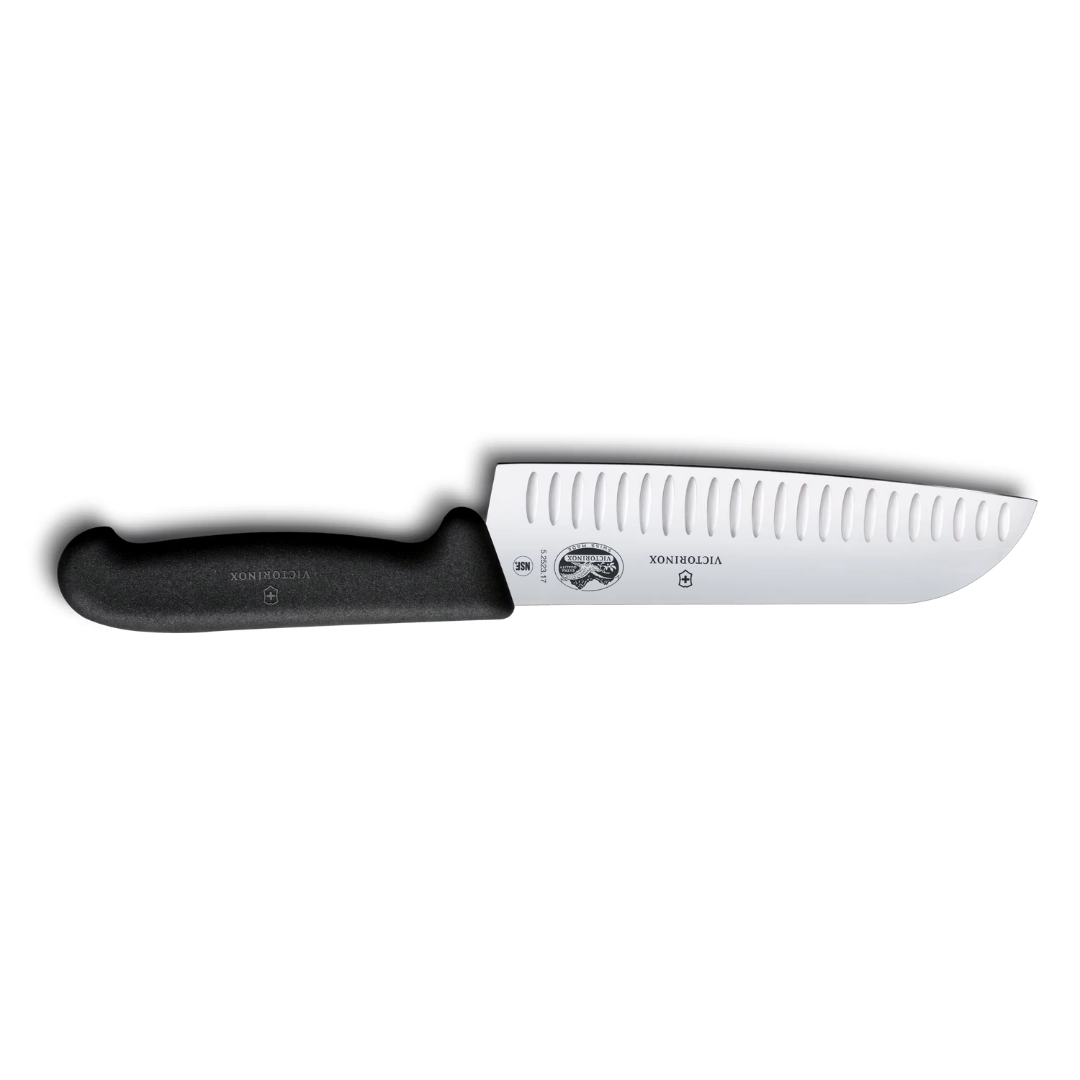 Victorinox Fibrox Santoku Knife 17cm, Straight, Fluted, Black 5.2523.17 - Image 3