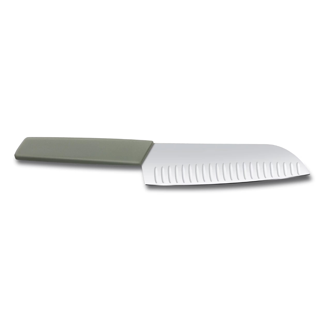 Victorinox Santoku Knife 17cm, Straight, Fluted, Olive, Blister 6.9056.17K6B - Image 3