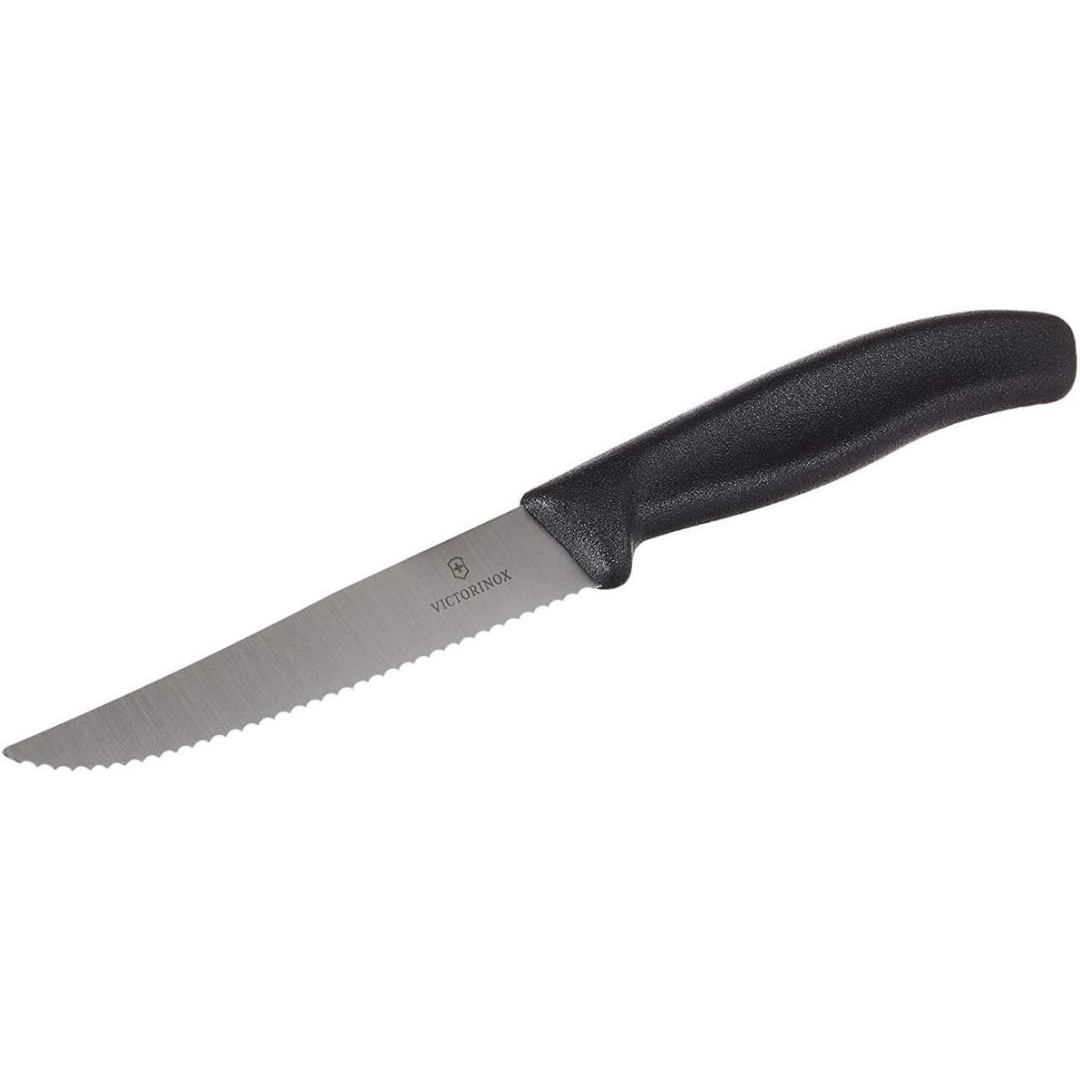 Victorinox Swiss Steak & Pizza Knife 11Cm Wavy Black