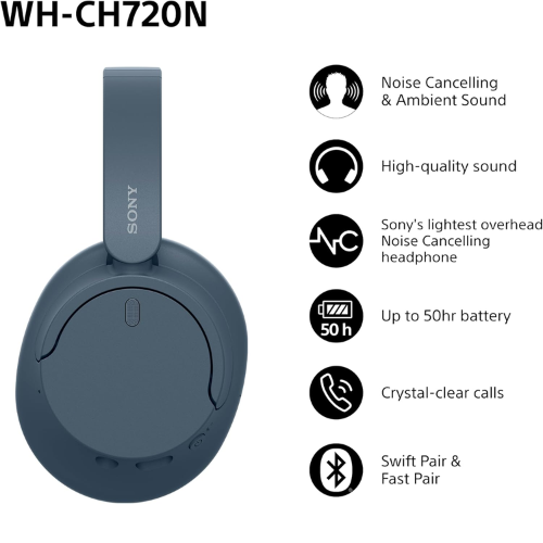 Sony Noise Cancelling Wireless Headphones WH-CH720N Blue - Image 8
