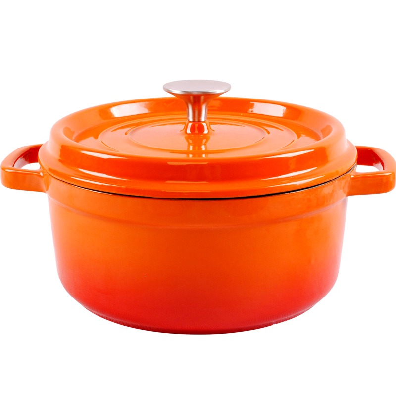 BA Cast Iron Enameled Rnd Pot 24cm Orange-HM-BA272