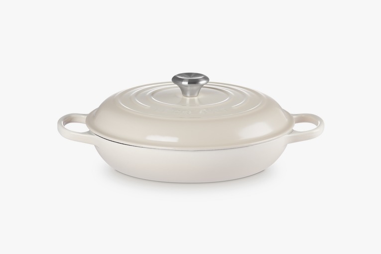 BA Cast Iron enameled Shallow pot 30cm Cream-HM-BA276