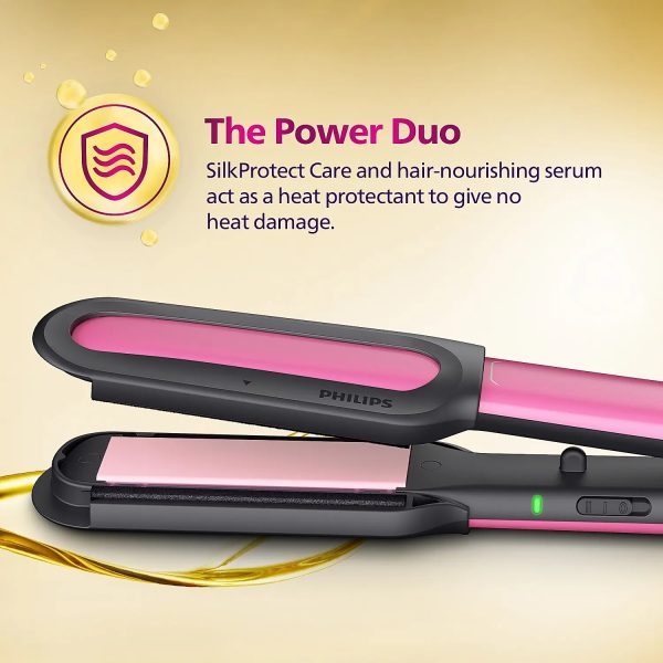 Philips NourishCare First Hair Straightener designed for No Heat Damage I Uniquely designed NourishCare & SilkProtectCare for Styling with heat protection -BHS522/00 - Image 3