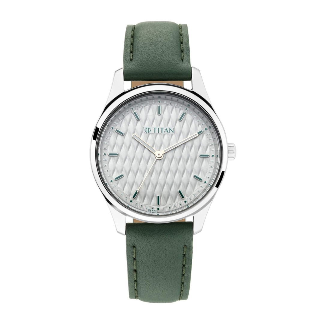 Titan Workwear Watch with White Dial & Leather Strap
