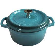 BA Cast Iron Enamel Rnd Pot 20cm Peacock Blue-HM-BA270