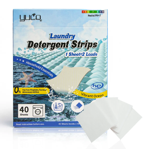 YUCO Eco-Friendly Laundry Sheets Detergent – Vibrant Ocean Scent, 80 Loads (40 Sheets)