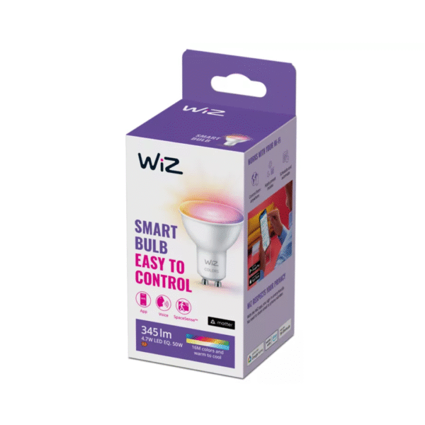 Wiz GU10 Spot 4.7W RGB + Tunable (Bluetooth + WIFI control) - Image 2